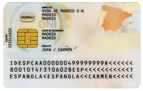 Spanish DNI back
