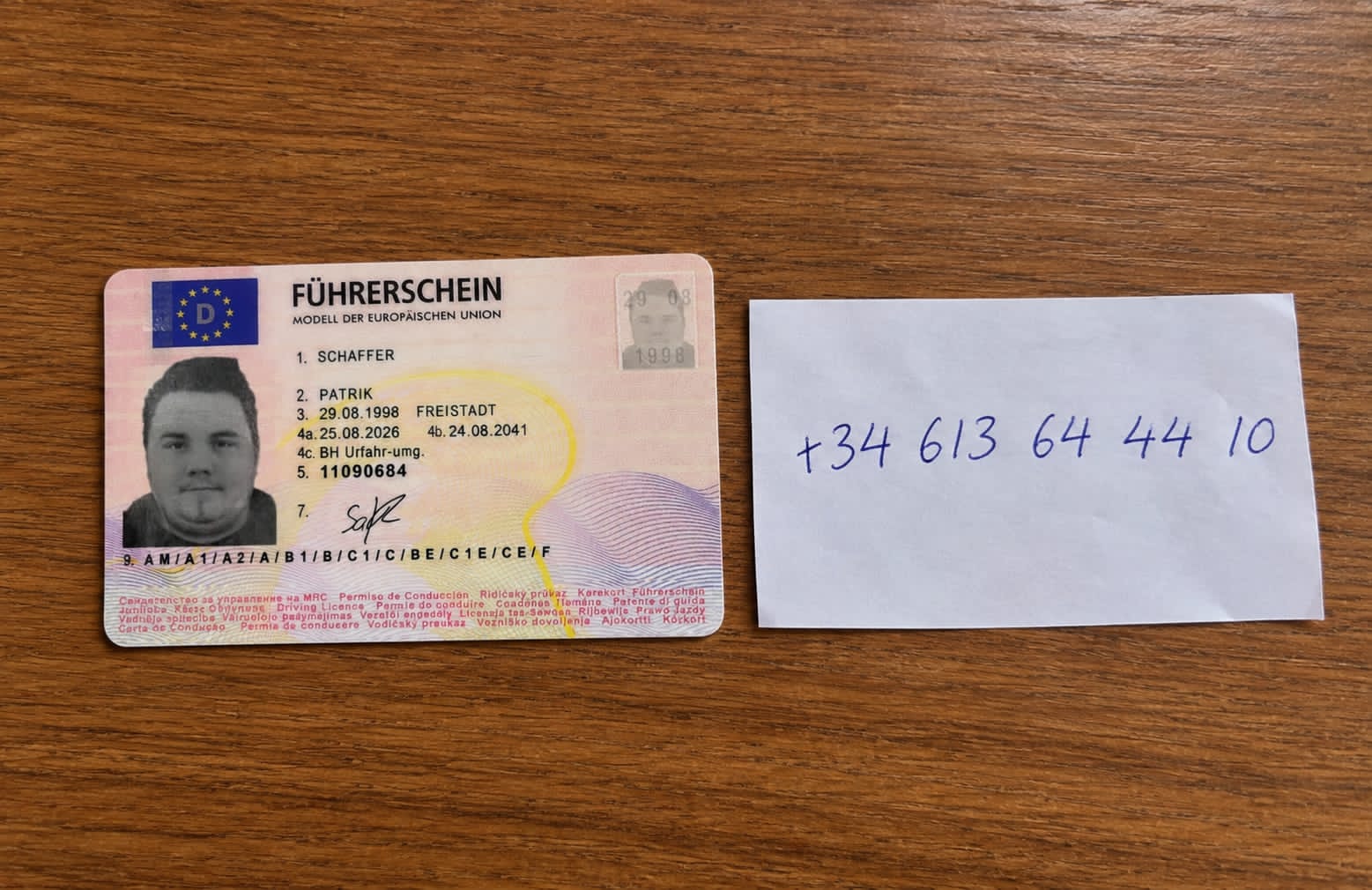 Austrian driving licence front